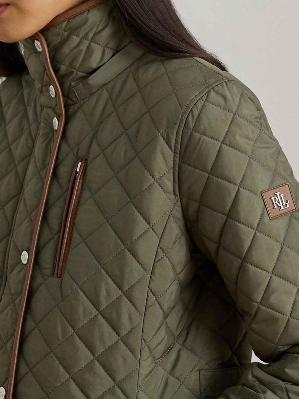 Womens Hooded Quilted Faux-Suede-Trim Coat